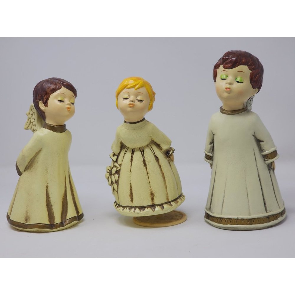 3 Vintage Christmas Kissing Angles Paper Mache Composition 1 Is A Music Box‎